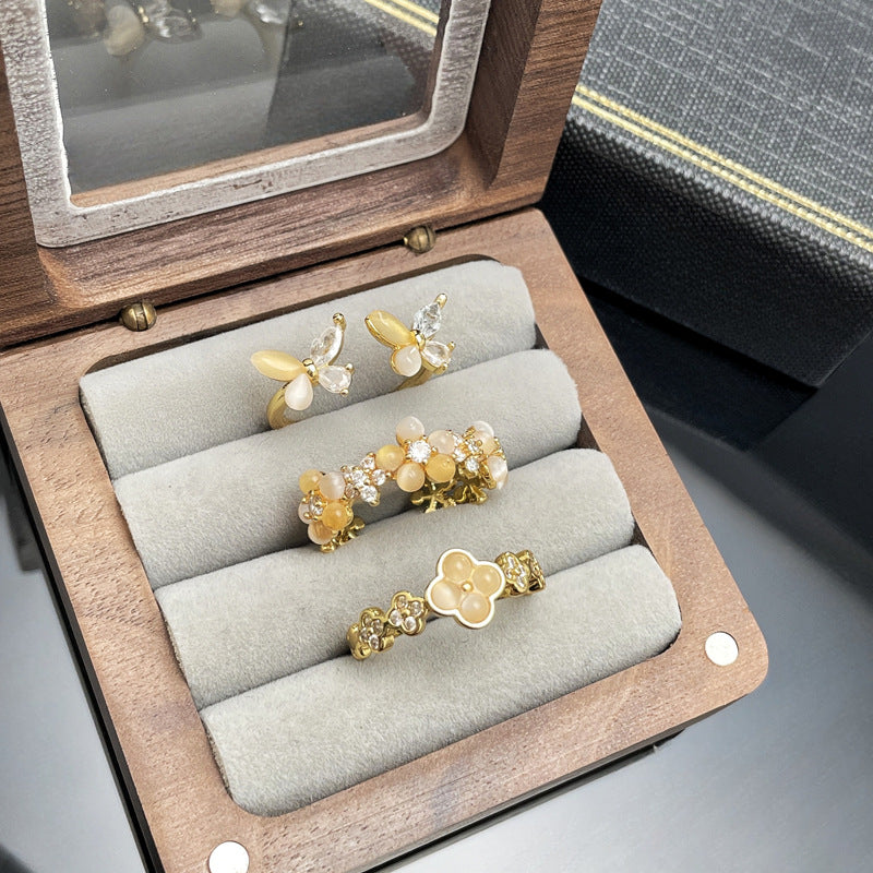 Butterfly Sweet Cool Stylish Opening Female Opal Rings