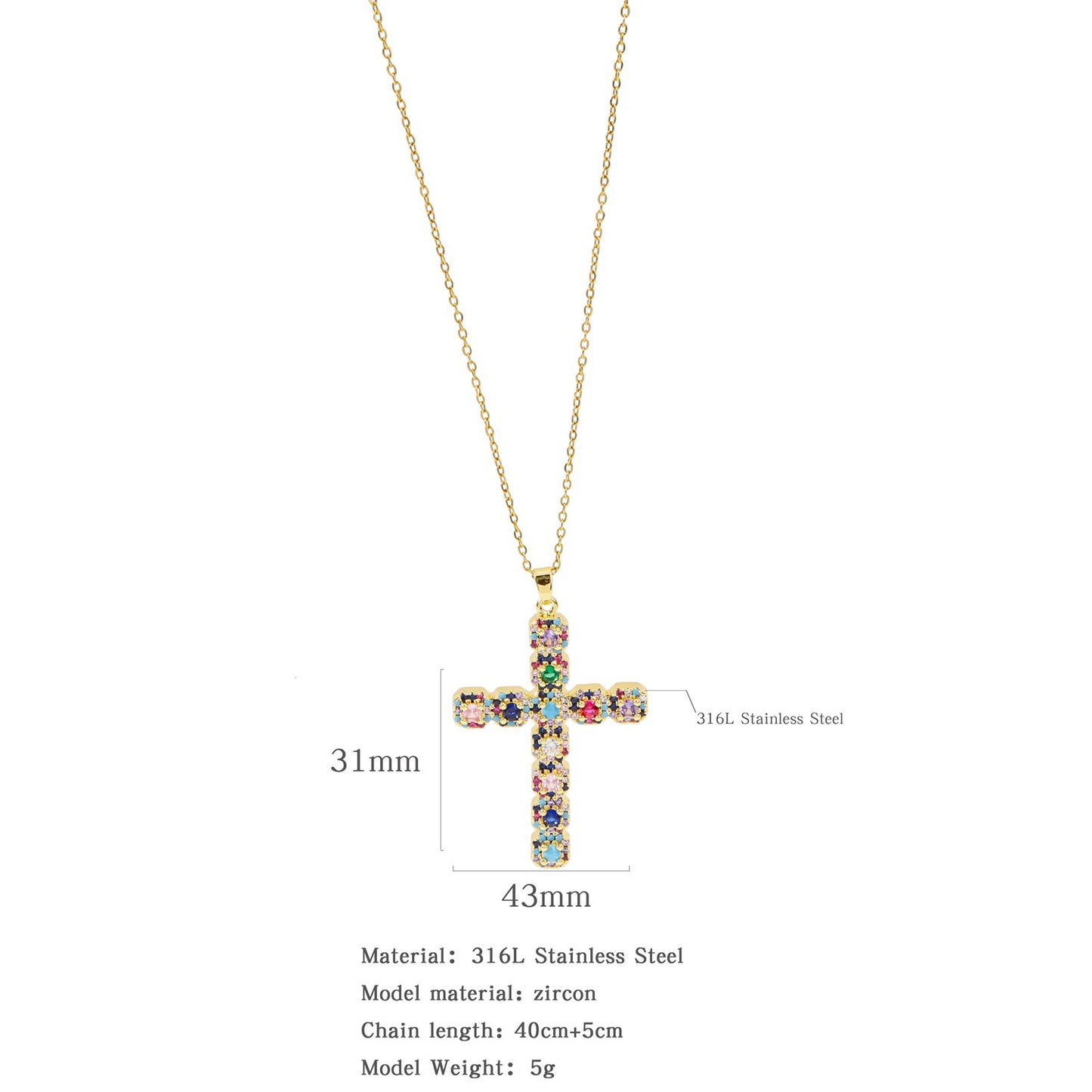 Plating Cross Female Titanium Steel Clavicle Necklaces