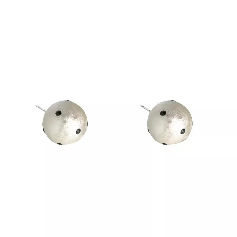 Polka Dot Cotton Pearl Niche Beads Simple Earrings