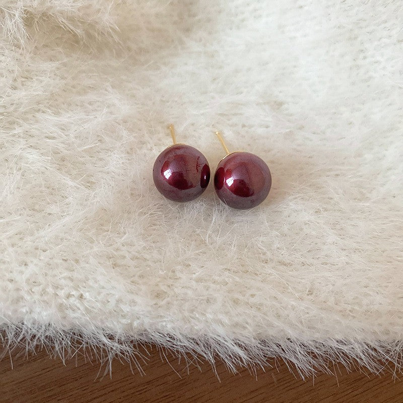 Gold Electroplated Sier Needle Red Dripping Earrings
