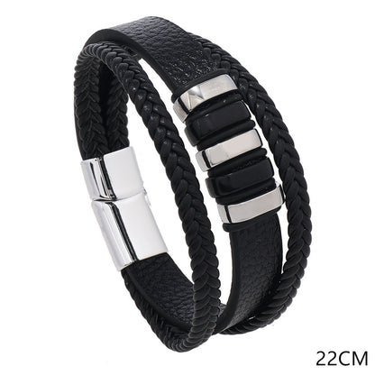 Men's Ornament Woven Leather Simple Fashion Magnetic Bracelets