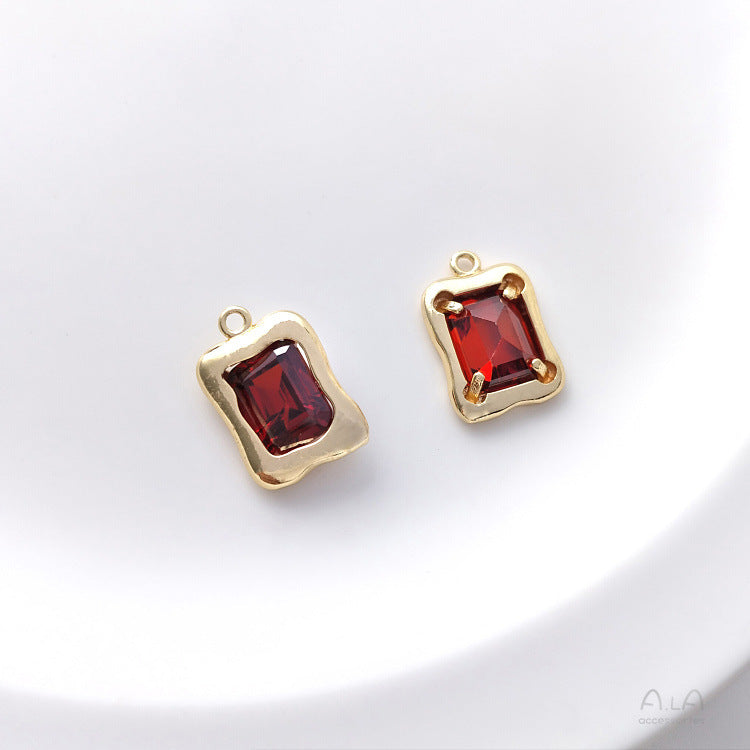 Color Retention Gilded Inlaid Zircon Irregular Rectangular Oval Pendants