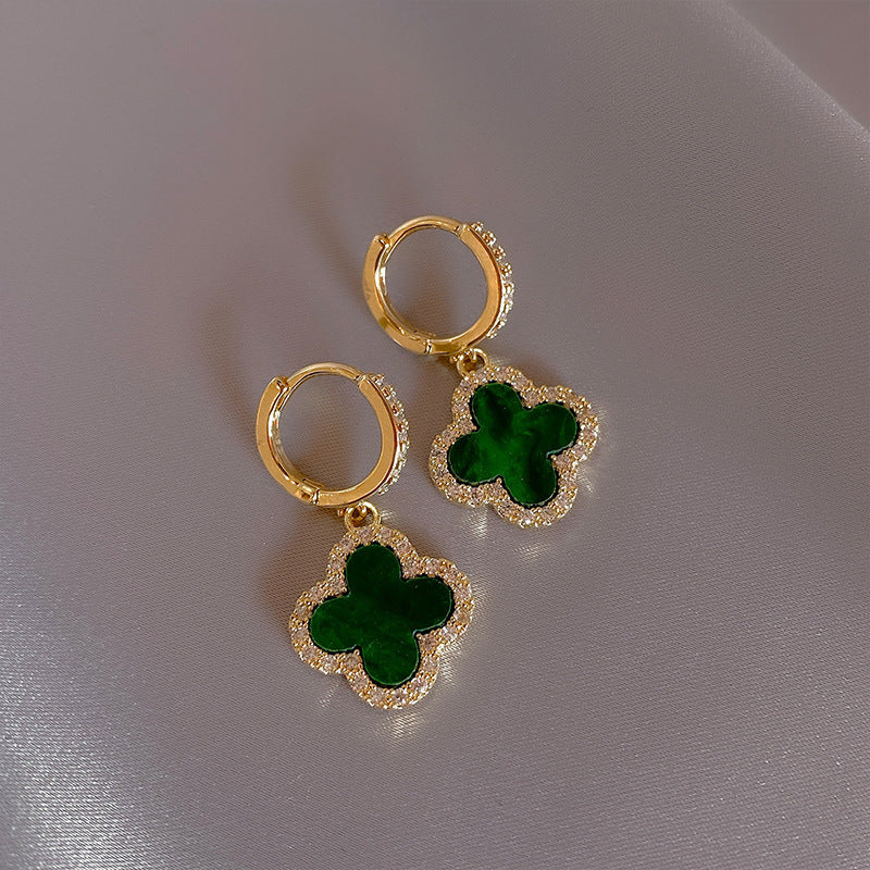 Women's Sier Needle Classic Style Clover Trendy Earrings