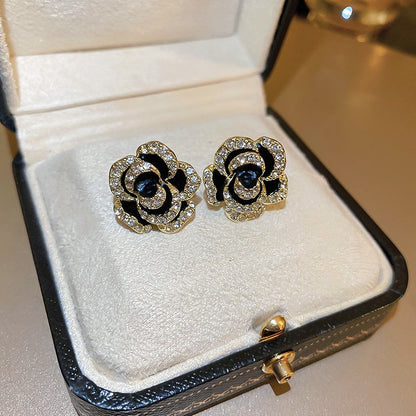 Needle Black Crystal Geometric Ear Minority Fashion Temperament Entry Earrings