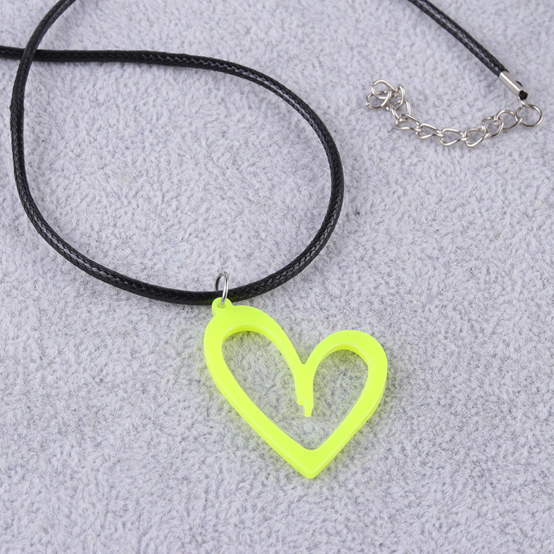 Women's Hollow Heart Acrylic Fresh Valentine's Day Necklaces