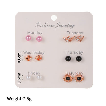 Week Suit Elegant Pearl Bow Metal Earrings