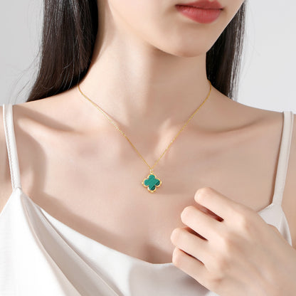 Clover Sterling Sier Lucky Peacock Emerald Necklaces