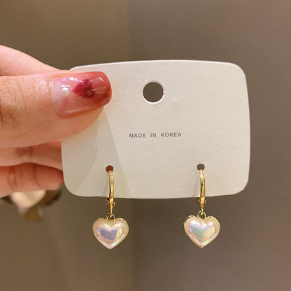 Korean Female With Hearts Simple Elegant Earrings