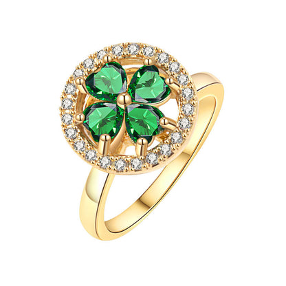 Female Style Emerald Open-end Zircon Rotating Rings