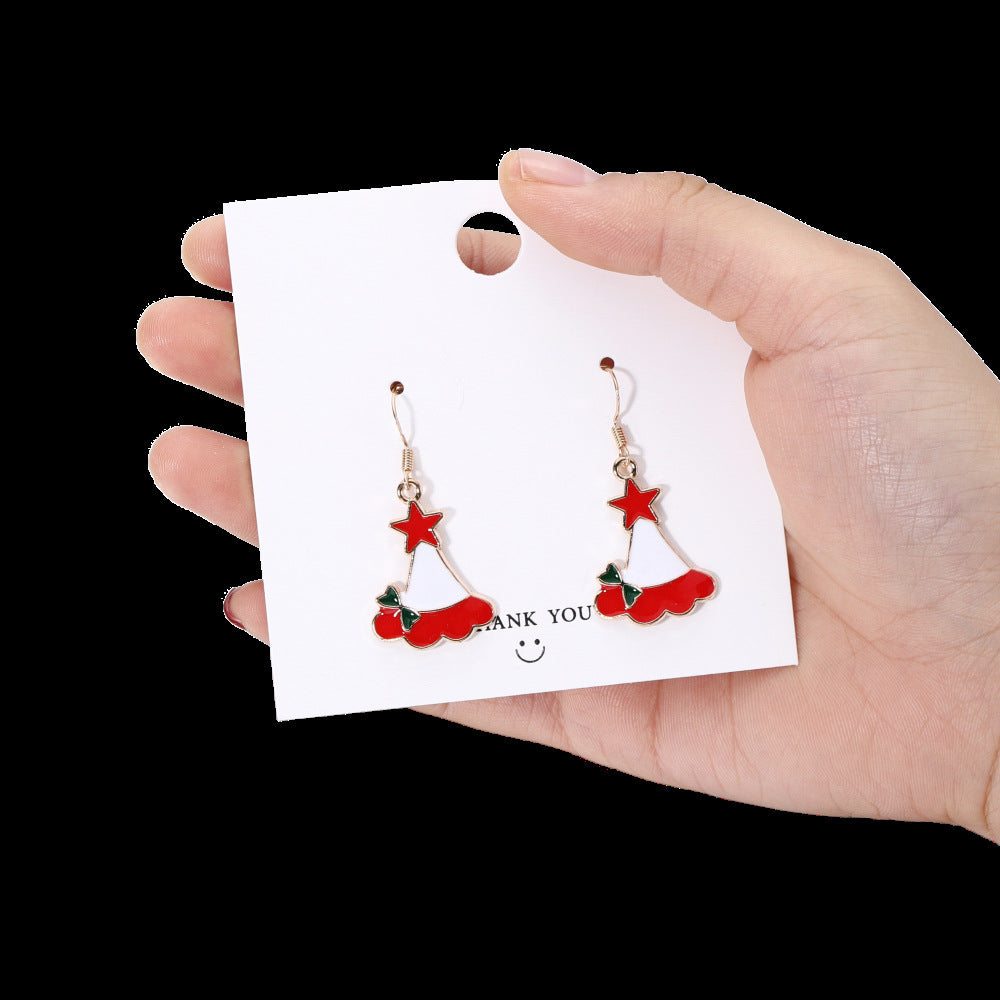 Christmas Tree Elderly Snowflake Crutch Creative Earrings