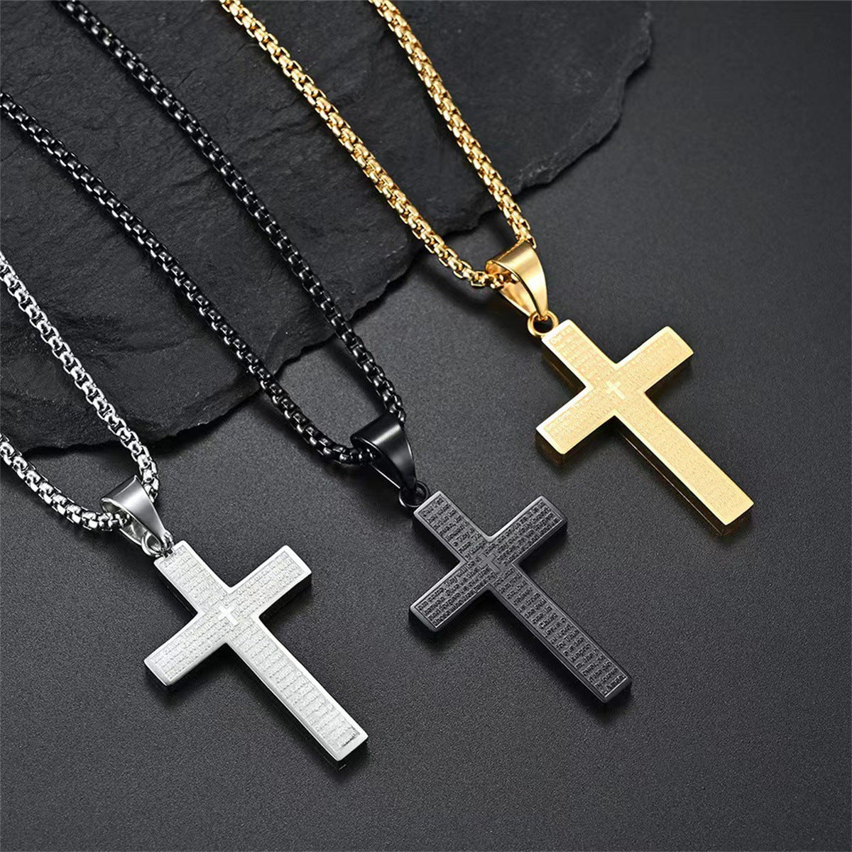 Men's Cross Fashion Trend Lettering Jewelry Stainless Necklaces