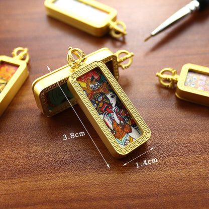 Square Birth Buddha Yellow God Of Wealth Green Tara Pendants