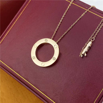 Khaki Single Big Cake Rose Gold Plated Fashion Necklaces