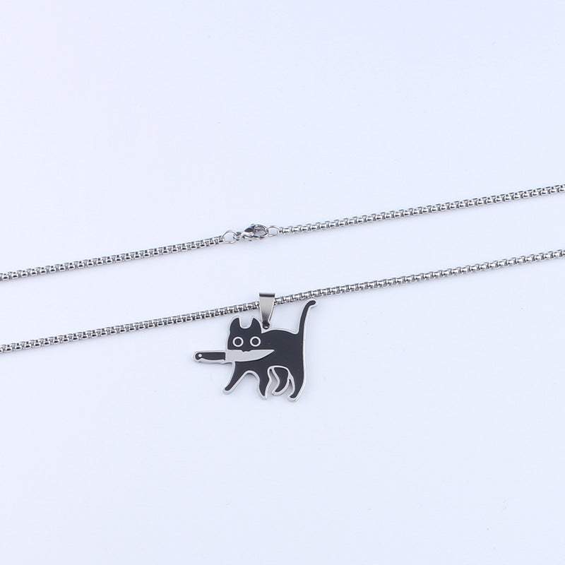 Women's & Men's Cat Hip Hop Sweater Chain Stainless Pendants