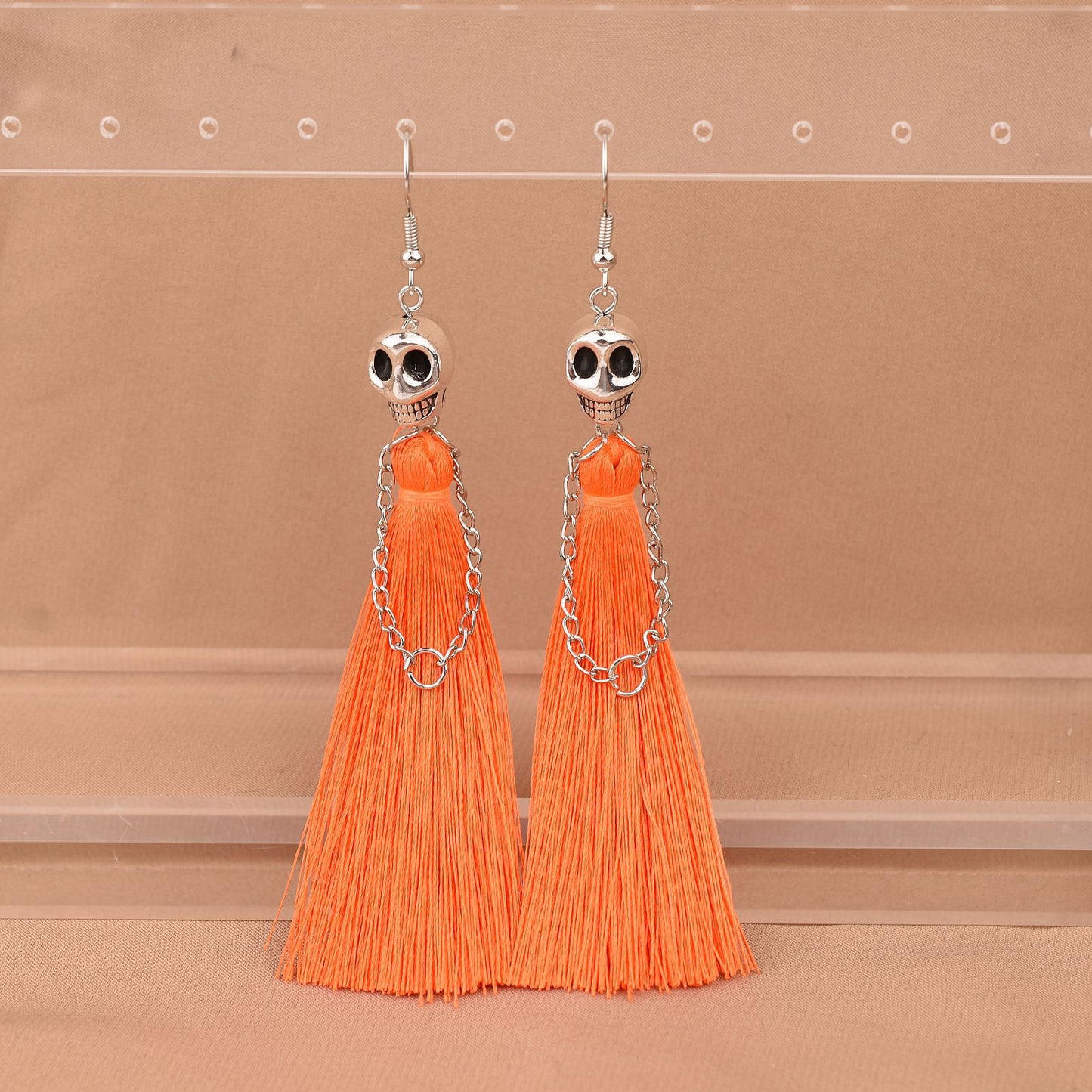 Women's Halloween Skull Tassel Hanging Punk For Earrings