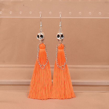 Women's Halloween Skull Tassel Hanging Punk For Earrings