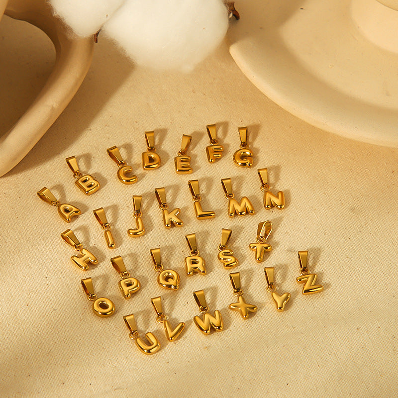 Minority Fashion Mini Bubble Letter Gold Stainless Pendants