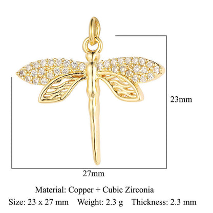 Copper Zircon Whale Dragonfly Ornament Accessories Pendants