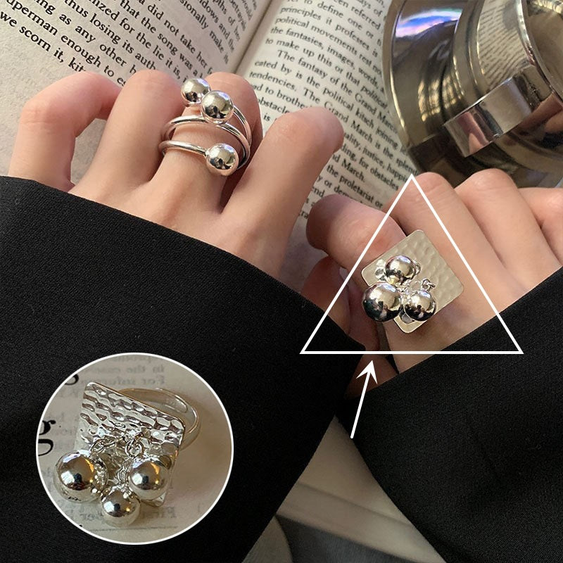 Female High Profile Fashion Creative Sier Opening Niche Rings