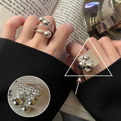 Female High Profile Fashion Creative Sier Opening Niche Rings