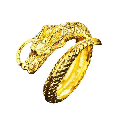 Placer Gold Dragon Phoenix Couple Open Adjustable Rings