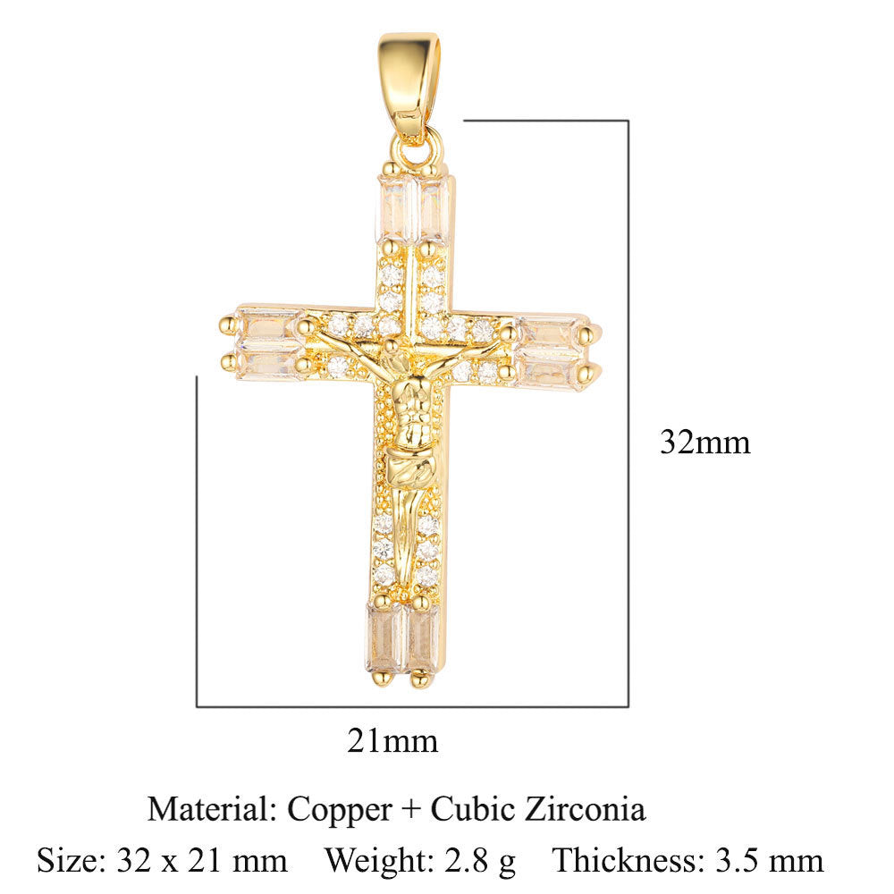 Cross Color Zirconium Copper Zircon Ornament Pendants