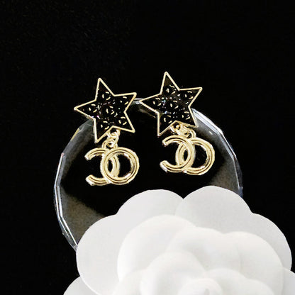 Women's & Men's Quality Collection Trending Rhinestone Letters Sier Earrings