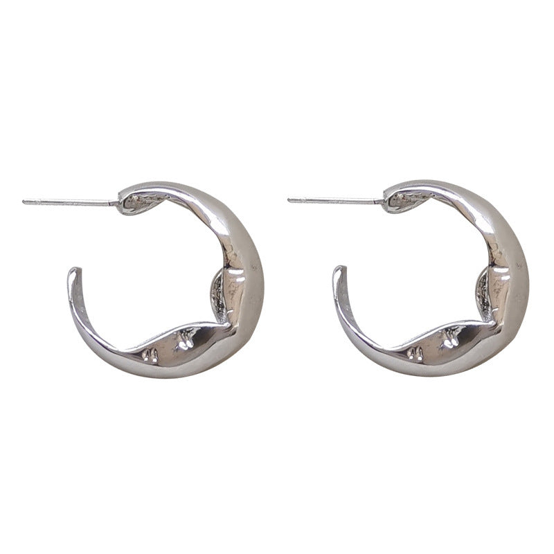 Sier Needle Elegance Simplicity Shaped Ear Irregular Earrings