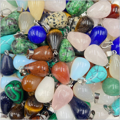 Natural Round Water Droplet Crystal Agate Pendants