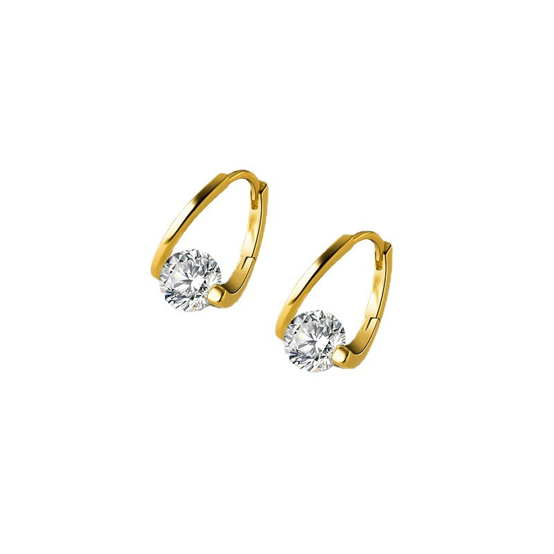 Women's Style Geometric White Round Diamond Fresh Earrings