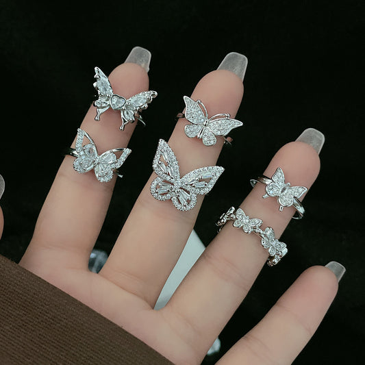 Full Diamond Light Luxury High-grade Open Female Cold Rings