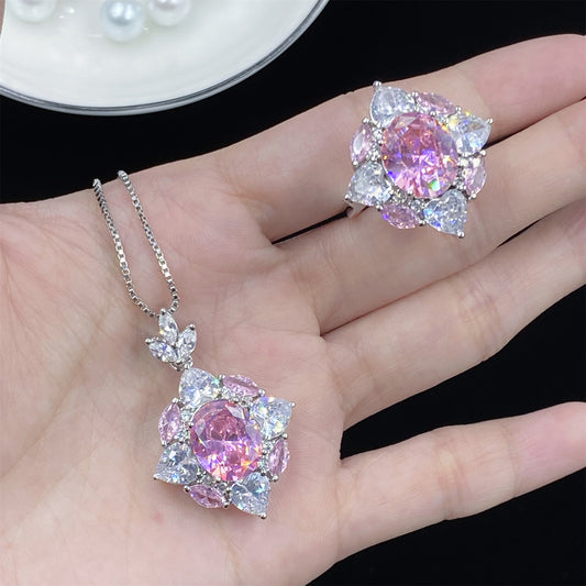 Pink Zircon High Sense Simulation Tourmaline Elegant Female Open Pendants