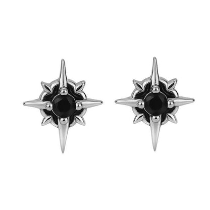 Men's Fashion Black White Rhinestone Cast Hip Earrings