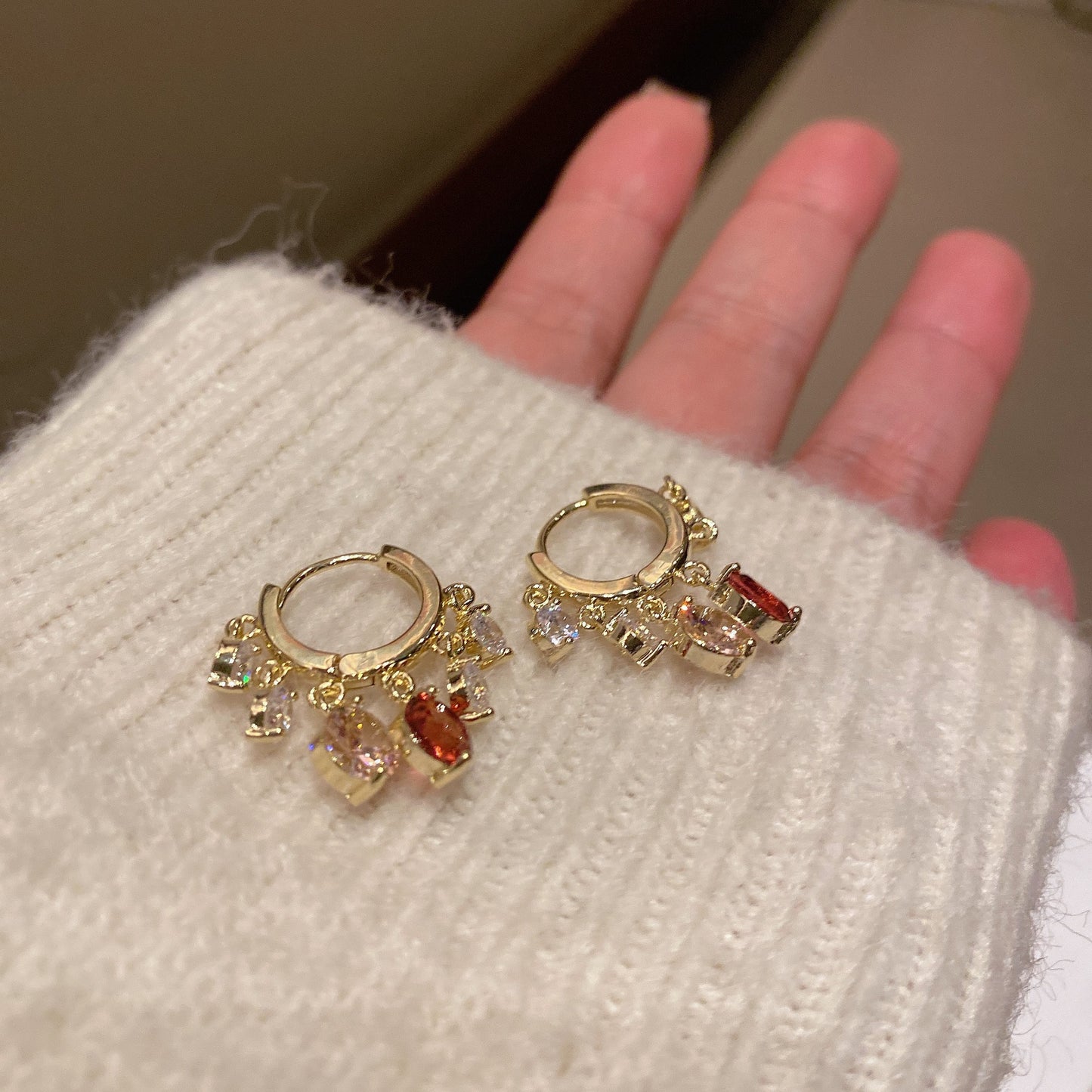 Women's Emerald Ear Clip Simple Niche Design Earrings