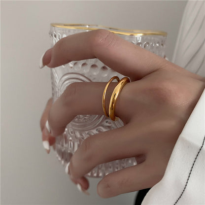 Simple Cold Style Titanium Steel Female Rings