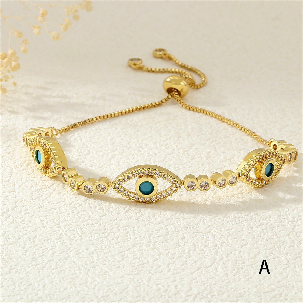 Women's Ornament Copper Plating Inlaid Zircon Adjustable Bracelets