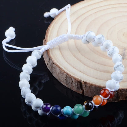 Women's Hand-woven Yoga Inspirational White Turquoise Double Bracelets