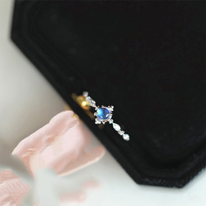 Female Aquamarine Moonstone Light Luxury Temperament Rings