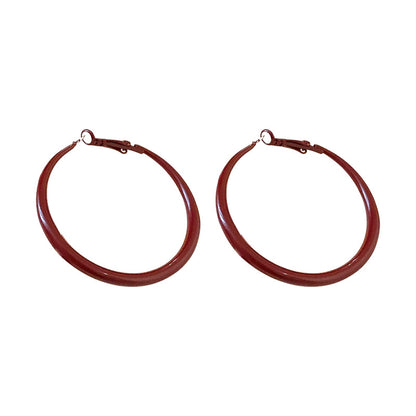 Women's Red Geometric Round Retro High-grade Style Earrings