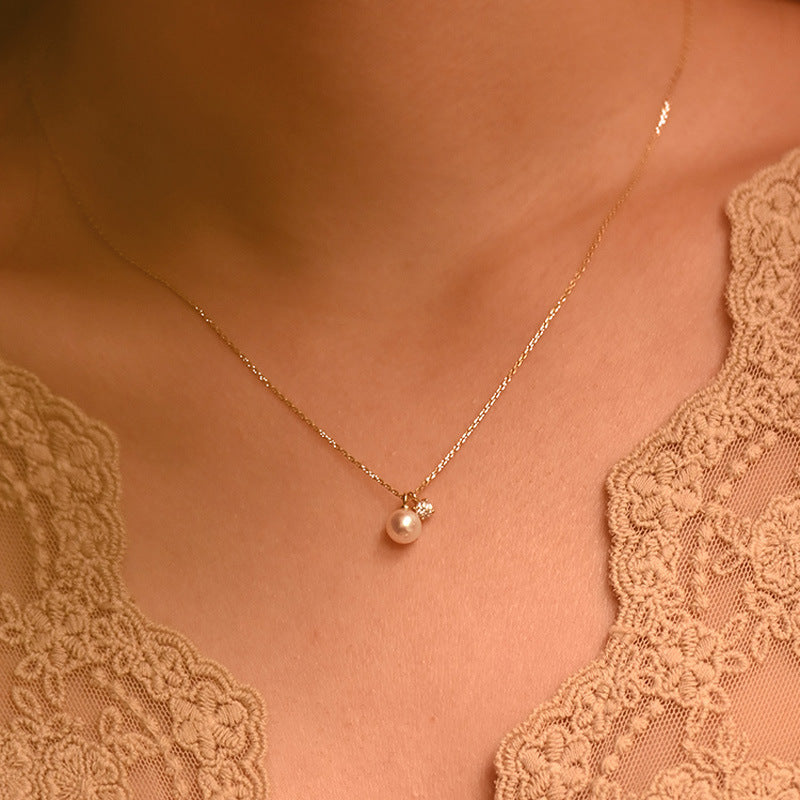 Sterling Sier Pearl With Small Zircon High-grade Necklaces