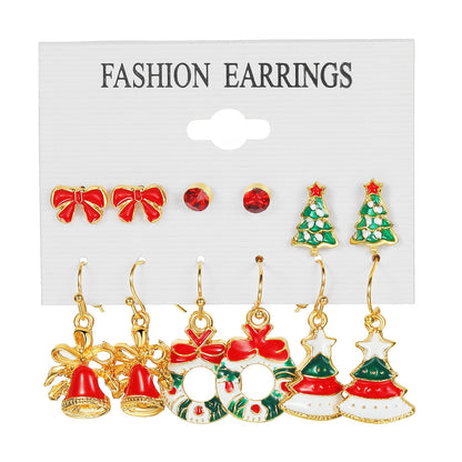 Dripping Oil Christmas Suit Female Bell Earrings