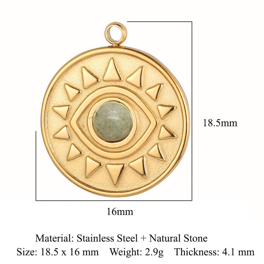 Eyes Bohemian Natural Stone Titanium Steel Pendants