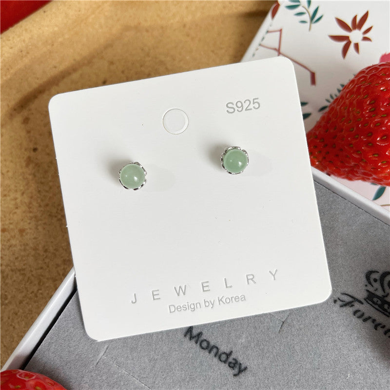 Women's Jade Ear Niche Design Sun Green Earrings