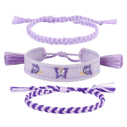 Women's Handmade Braided Rope Friendship Suit Fashion Letter Bracelets