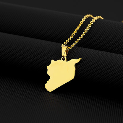 Women's & Men's Syrian Free Army Map Flag For Necklaces