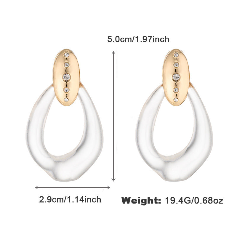Women's Alloy Spot Drill Transparent Resin Personalized Earrings