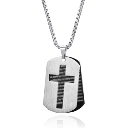 Army Stainless Steel Stacked Double Prayer Dog Pendants