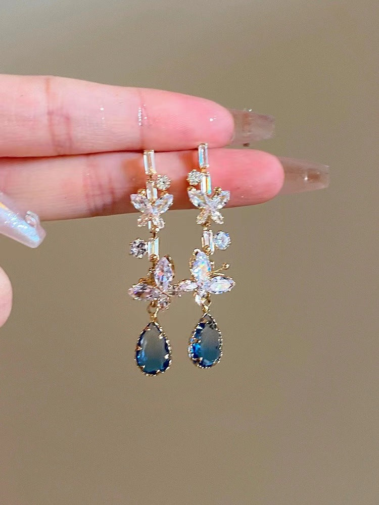 Super Fairy High-grade Full Diamond Long Elegant Earrings