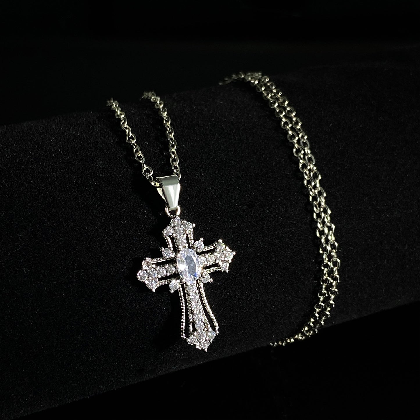 Micro Inlaid Zircon Cross Creative Personality Virgin Female Necklaces