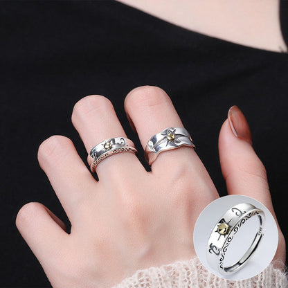 Sweet Cutout Flower Female Exquisite Elegant Gentle Temperament Open Rings